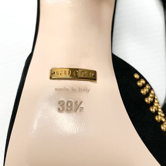 Gucci Fedra Crystal Embellished High Heel Mules EU 39.5 US 9.5 Black Suede Pumps - Picture 8 of 11